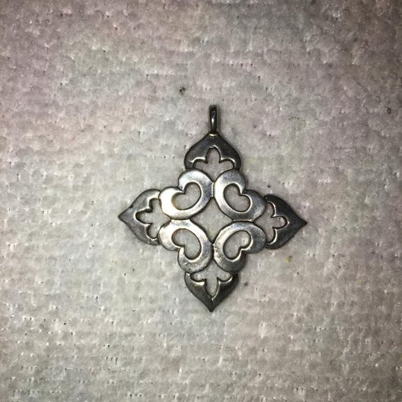 Sterling Silver Fleur De Lis Pointed Square Pendant - Picture 10 of 15